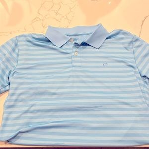 Boys Southern Tide performance polo shirt blue striped size XL
